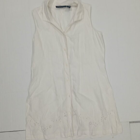 Herman Geist women's cream blouse. sleeveless button front top shirt size L. - Picture 4 of 13